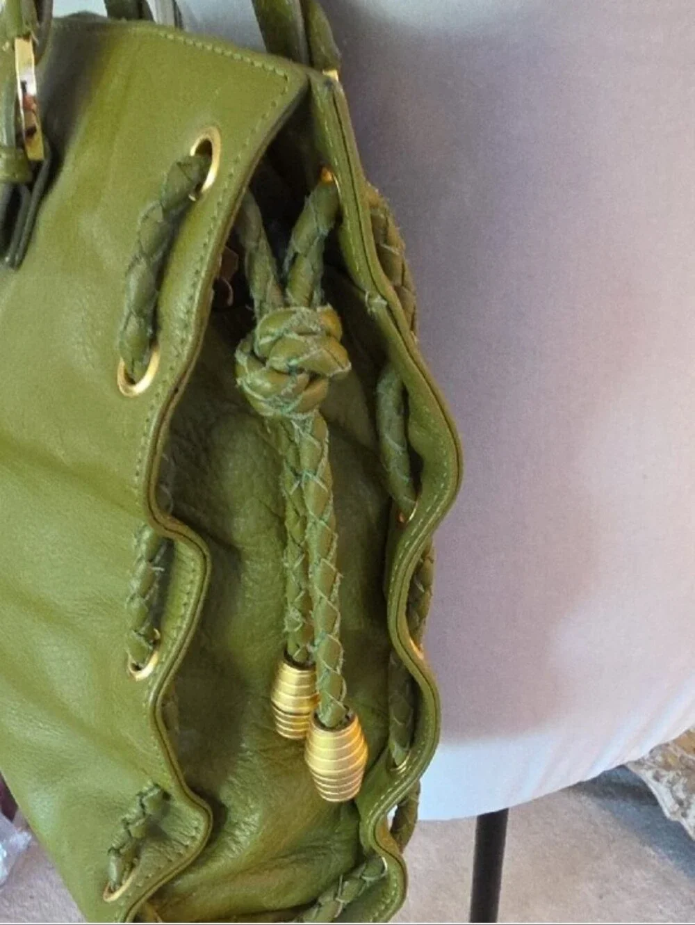 A.P.C. Olive Green Leather Tote